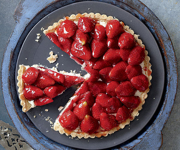 Strawberry Shortbread Tart with Orange-Ricotta Cream